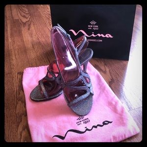 Nina Unilora-YG Dk Nickel Baby Silver Bling heels